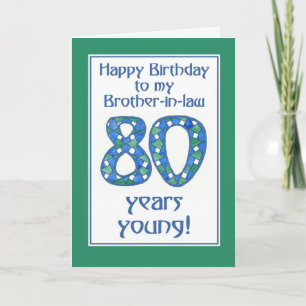 Blauw, Groen, Wit 80ste verjaardag zwager Kaart