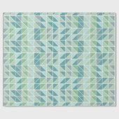 Blauw Groen Wit Abstract Moderne Retro Driehoek Cadeaupapier (Vlak)