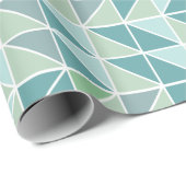 Blauw Groen Wit Abstract Moderne Retro Driehoek Cadeaupapier (Rol Hoek)