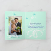 Blauw Groen Wit Aqua Bloemen FOTO Dank u kaart (Binnen)