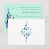 Blauw, Groen, Wit, Aqua Bloemen Reply Kaart (Voorkant / Achterkant)