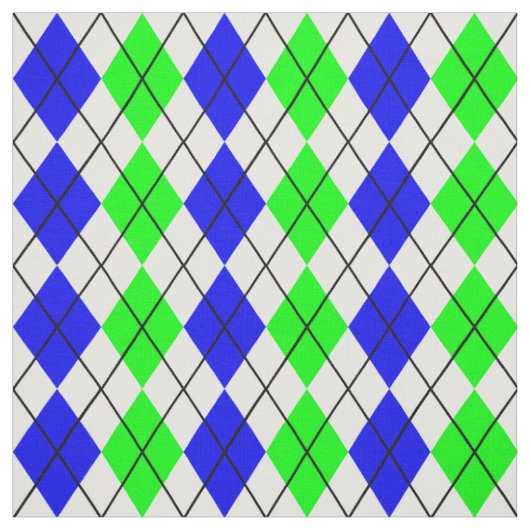 Blauw Groen Wit Argyle Diamant Design Stof (Swatch)