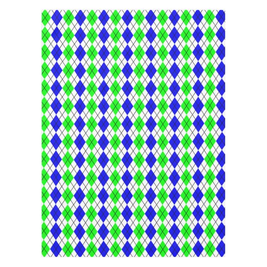 Blauw Groen Wit Argyle Diamant Design Tafelkleed (Voorkant)