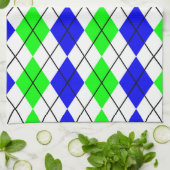 Blauw Groen Wit Argyle Diamant Design Theedoek (Gevouwen)