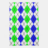 Blauw Groen Wit Argyle Diamant Design Theedoek (Verticaal)