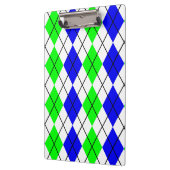 Blauw Groen Wit Argyle Diamant Ontwerp Klembord (Links)
