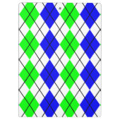 Blauw Groen Wit Argyle Diamant Ontwerp Klembord (Achterkant)