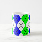 Blauw Groen Wit Argyle Diamant Ontwerp Koffiemok (Center)