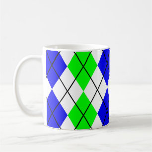 Blauw Groen Wit Argyle Diamant Ontwerp Koffiemok