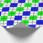 Blauw Groen Wit Argyle Diamond Design Cadeaupapier (Hoek)