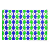 Blauw Groen Wit Argyle Diamond Design Kussensloop (Achterkant)