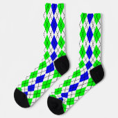 Blauw Groen Wit Argyle Diamond Design Sokken (Links)