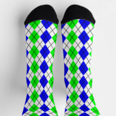 Blauw Groen Wit Argyle Diamond Design Sokken (Top)