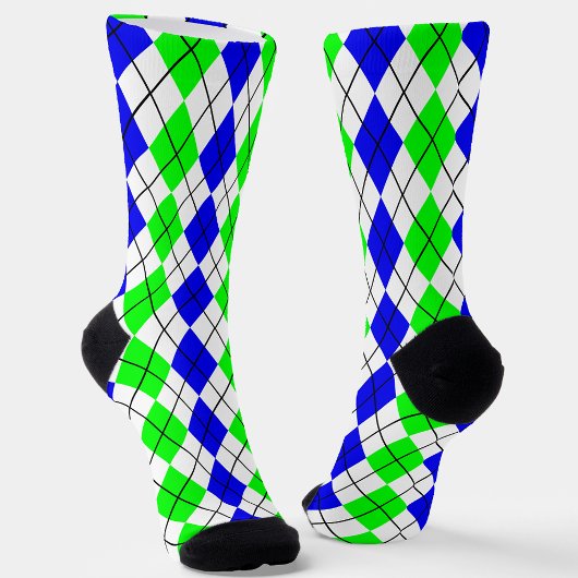 Blauw Groen Wit Argyle Diamond Design Sokken