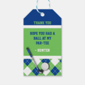 Blauw, Groen, Wit Argyle Golf Thema Favor Cadeaulabel (Voorkant)