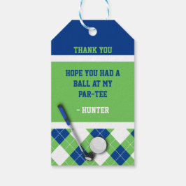 Blauw, Groen, Wit Argyle Golf Thema Favor Cadeaulabel