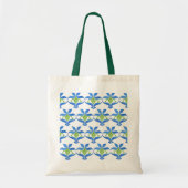 Blauw Groen Wit Art Nouveau Pattern Canvas tas (Voorkant)
