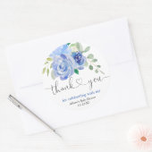 Blauw groen wit bloemen dank u ronde sticker (Envelop)