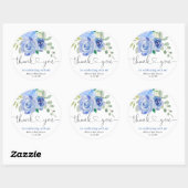 Blauw groen wit bloemen dank u ronde sticker (Vel)