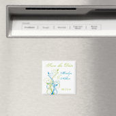 Blauw Groen Wit Bloemen Save the Date Magnet (Insitu (Vaatwasser))
