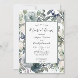 Blauw Groen Wit Bloemig Elegant Proefdiner Kaart