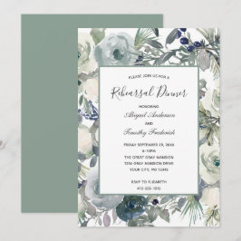 Blauw Groen Wit Bloemig Elegant Proefdiner Kaart