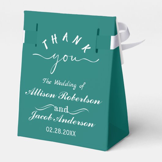 Blauw Groen & Wit Bruiloft Favor Box Bedankdoosjes (Achterkant)