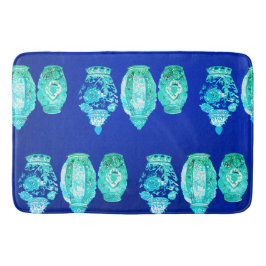 Blauw Groen Wit Elegant Monogrammed Ginger Jar Badmat