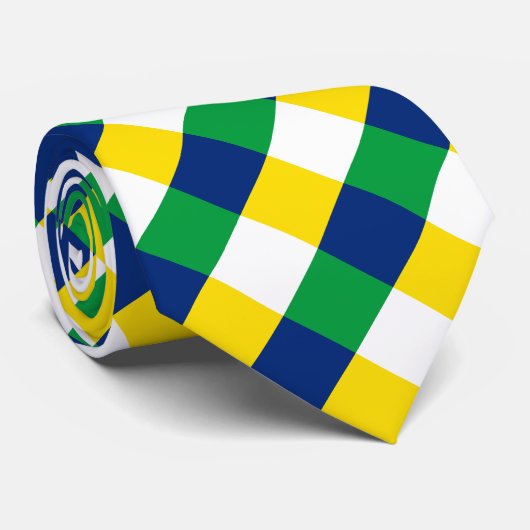 Blauw, groen, wit en geel gevriesdroogd stropdas (Opgerold)