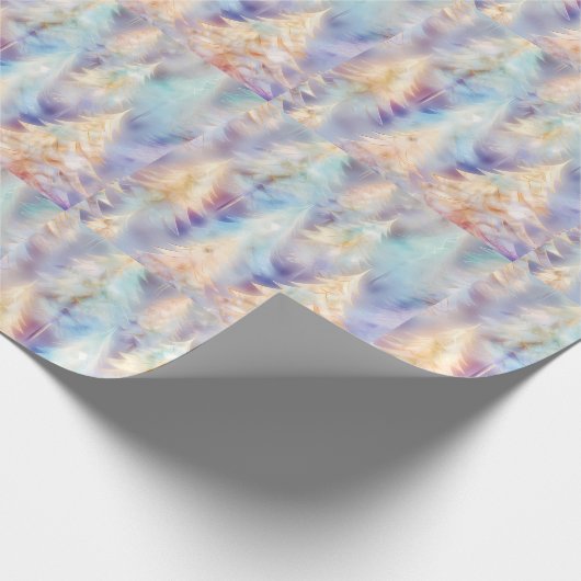 Blauw Groen Wit Goud Bomen Moderne Kerst Cadeaupapier (Hoek)