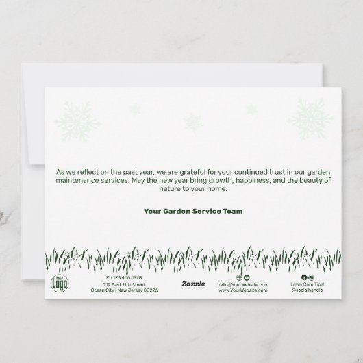 Blauw, Groen & Wit Kerstseizoen Zakelijk Feestdagenkaart (Achterkant)