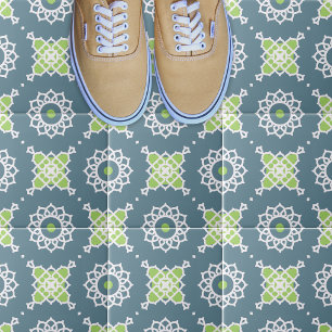 Blauw groen wit lampje voor geometrisch patroon tegeltje