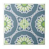 Blauw groen wit Marokkaans mozaïekpatroon Tegeltje (Voorkant)