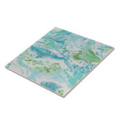 blauw groen & wit oceaan geïnspireerd zwemschilder tegeltje (Zijkant)