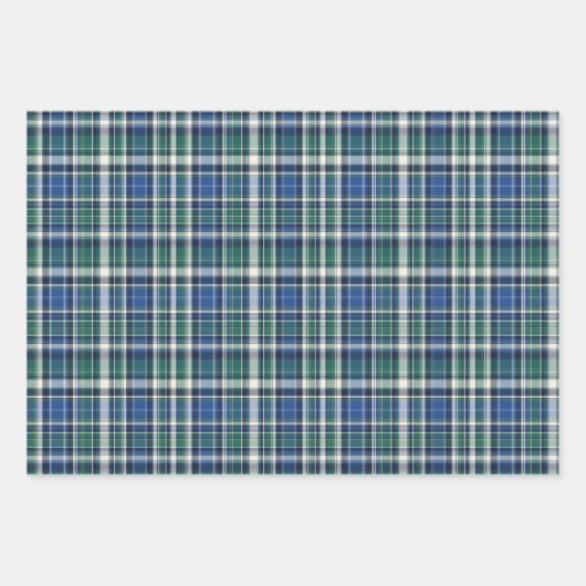 Blauw, Groen & Wit Plaid Inpakpapier Vel (Voorkant 3)