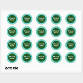 Blauw Groen & Wit Retro Bedankt! Retouradres Ronde Sticker (Vel)