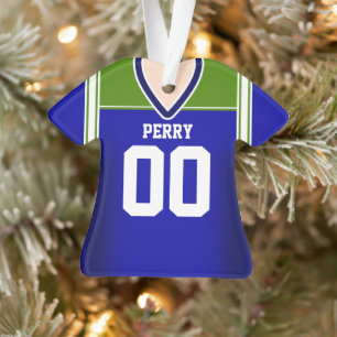 Blauw/Groen/Wit Voetbalshirt Ornament