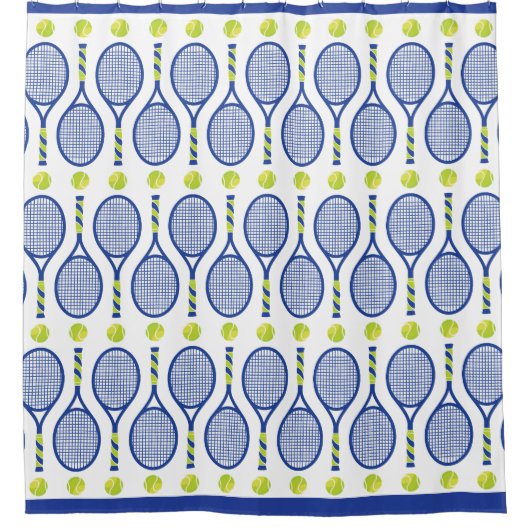 💙 🎾 blauw, groen, witte 🎾 douchegordijn (Voorkant)