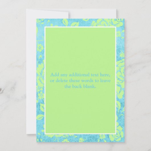 Blauw groen witte Floral Sip en zie Uitnodiging (Achterkant)