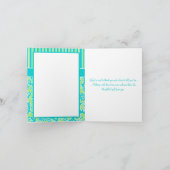 Blauw Groen Witte Streep Damast Dank U Kaart (Binnen)