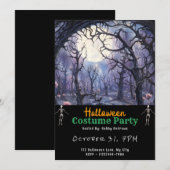 Blauw & Groen Woud Volle Maan Zwart Halloween Kaart (Voorkant / Achterkant)