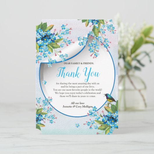 Blauw groen & zachte roze kaart (Staand voorkant)