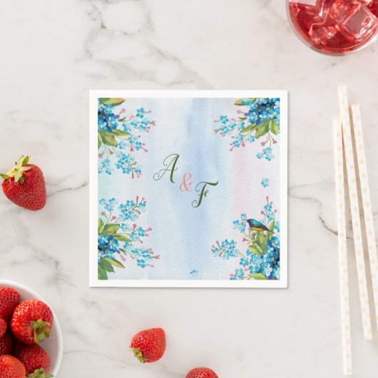 Blauw groen & zachte roze servet (Insitu)