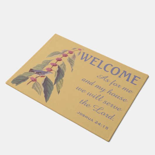 Blauw Groen Zanger Vogel en Vers Deurmat (Schuin)