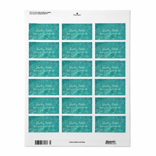 Blauw groen Zee Aqua Handgeschreven Script Water Etiket (Full Sheet)