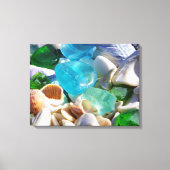 Blauw Groen Zee Glas Art Prints Canvas Strandkust (Voorkant)