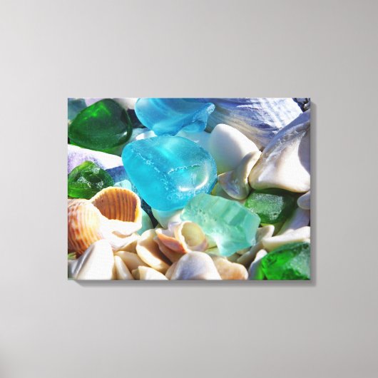 Blauw Groen Zee Glas Art Prints Canvas Strandkust (Voorkant)