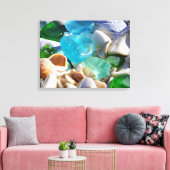 Blauw Groen Zee Glas Art Prints Canvas Strandkust (Insitu (Woonkamer))