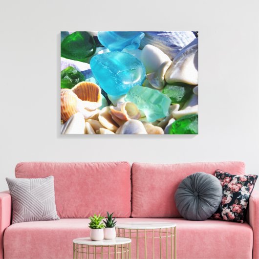 Blauw Groen Zee Glas Art Prints Canvas Strandkust (Insitu (Woonkamer))
