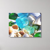Blauw Groen Zee Glas Art Prints Canvas Strandkust (Voorkant)